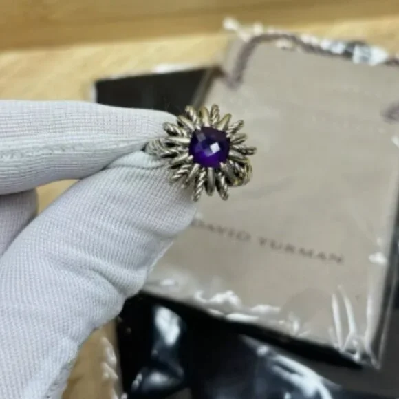 DAVID YURMAN amethyst STARBURST ring, Sz 6.25 - Picture 5 of 8